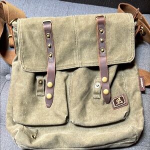 AHMIK Green Canvas Messenger Bag